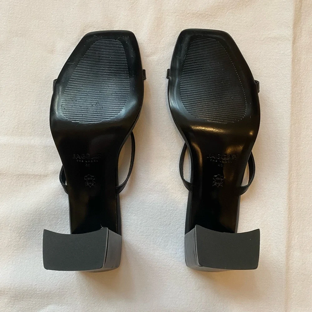JAGGAR the Label, Black Leather, Block Heel, Strappy Sandals, Size 40 (9 US) - Picture 4 of 7